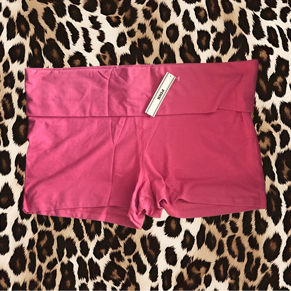 vs pink fold over shorts (hot pink & rhinestones)!